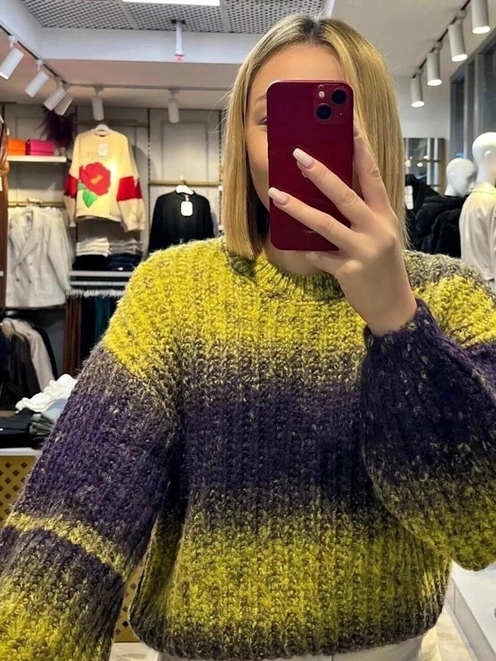 Unisexe Zara Color Block Crewneck Sweater Size Medium